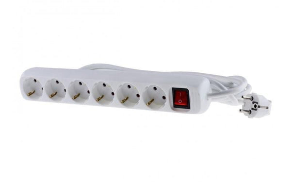 Schuko stikkontakt med 6 udtag